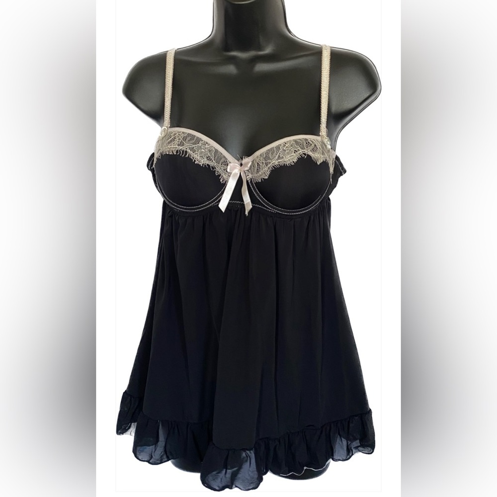 Sophie b. BLK/CREM Nightie, S *P1082
